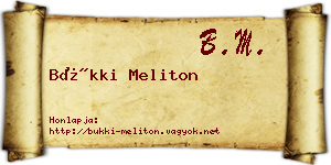 Bükki Meliton névjegykártya
